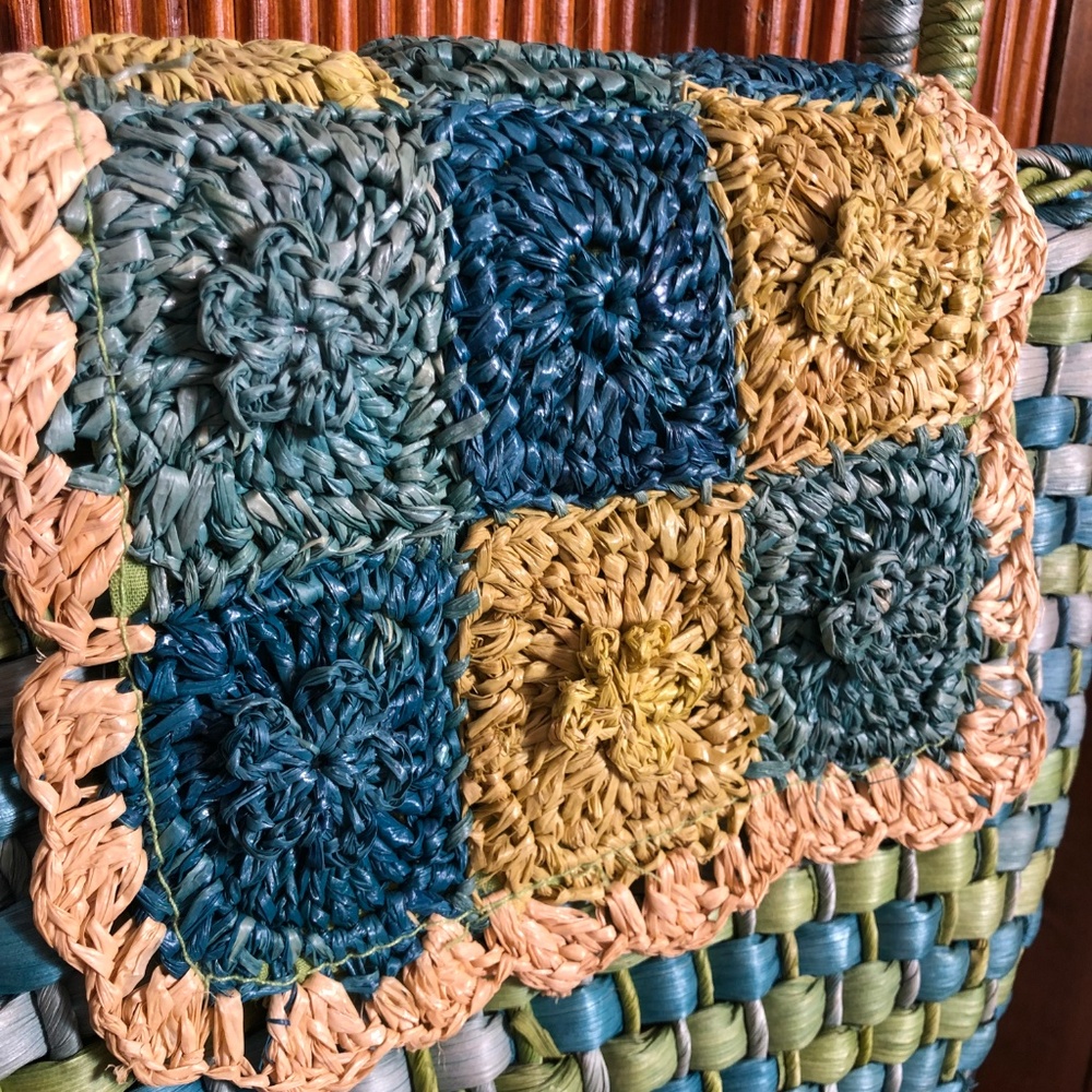 Cappelli Blue & Green Corn Husk Handbag View 2